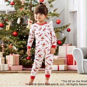 Pottery Barn Kids Elf on the Shelf Pajama Set 4T 4 Christmas Holiday PJs NWT